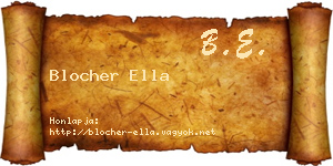 Blocher Ella névjegykártya